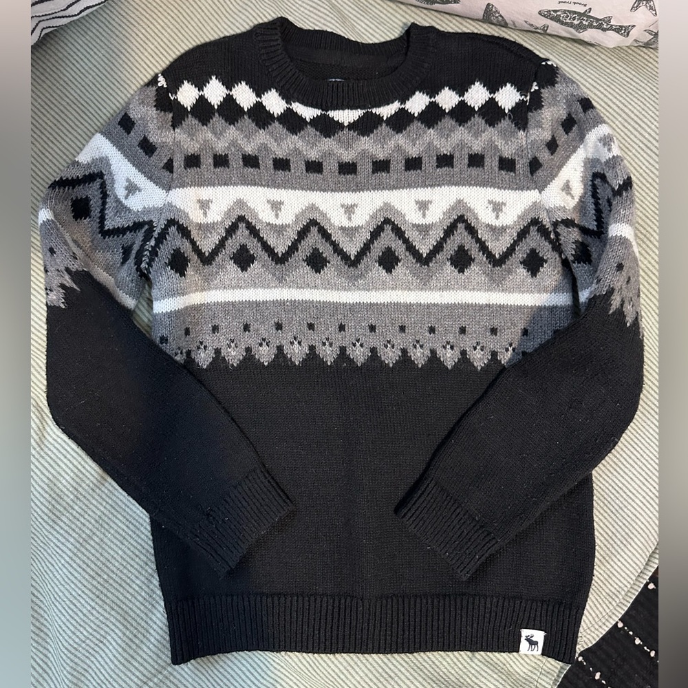Kids Black and Gray Christmas Sweater